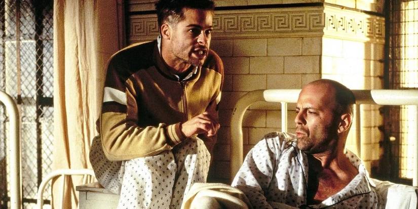 Brad Pitt and Bruce Willis at a hospital in 12 Monkeys 