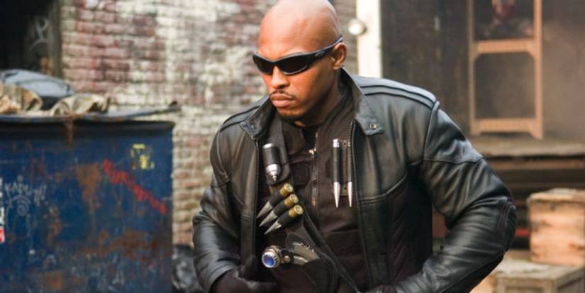 Blade walking on the street in Blade: The Series.