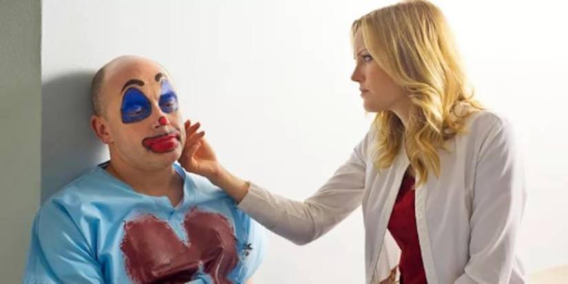 Dr. Blake Downs is comforted by Dr. Valerie Flame in Childrens Hospital.