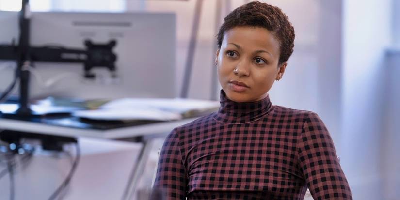 Myha'la sitting in a chair looking to the side in the Industry Season 3 finale.