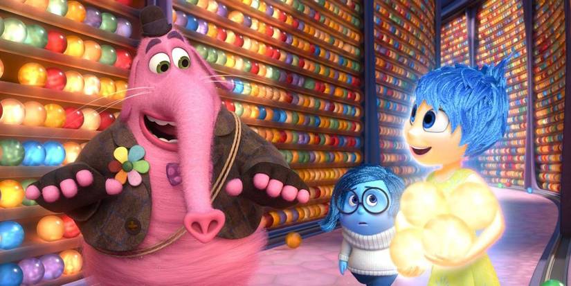 Bing Bong, Sadness and Joy talking in Inside Out.