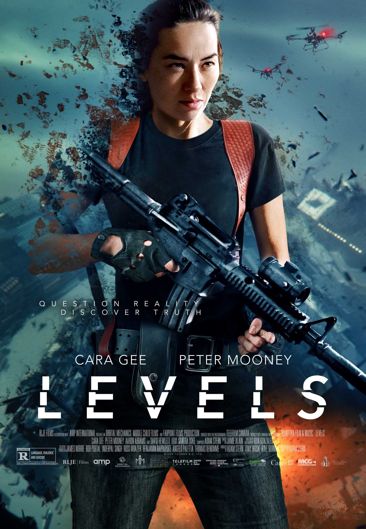cara gee holds a gun and looks extremely tough in the poster for 'levels'