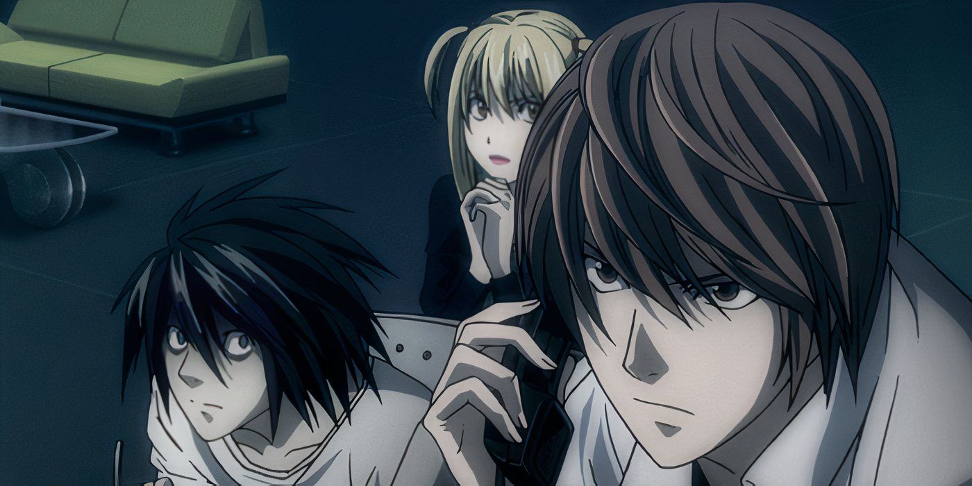 Light Yagami and L look serious in 'Death Note'.