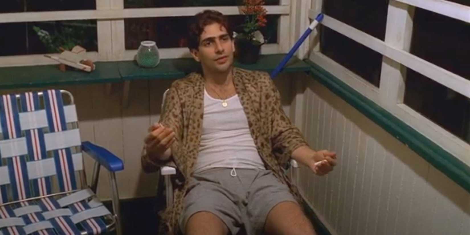 Michael Imperioli as Christopher Moltisanti sitting in a lawn chair in The Sopranos.