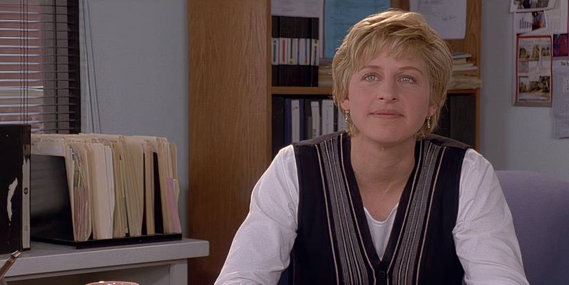 'Mr. Wrong' (1996), Ellen DeGeneres as Martha, staring ahead, looking lost in this dumb comedy