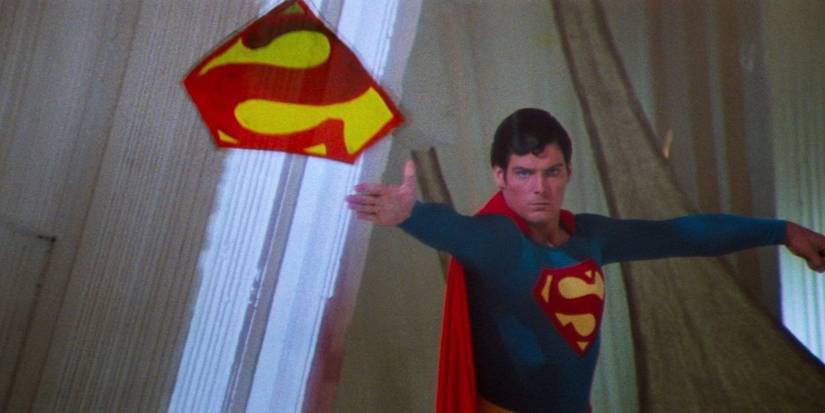 Superman throwing a giant S symbol in Superman II