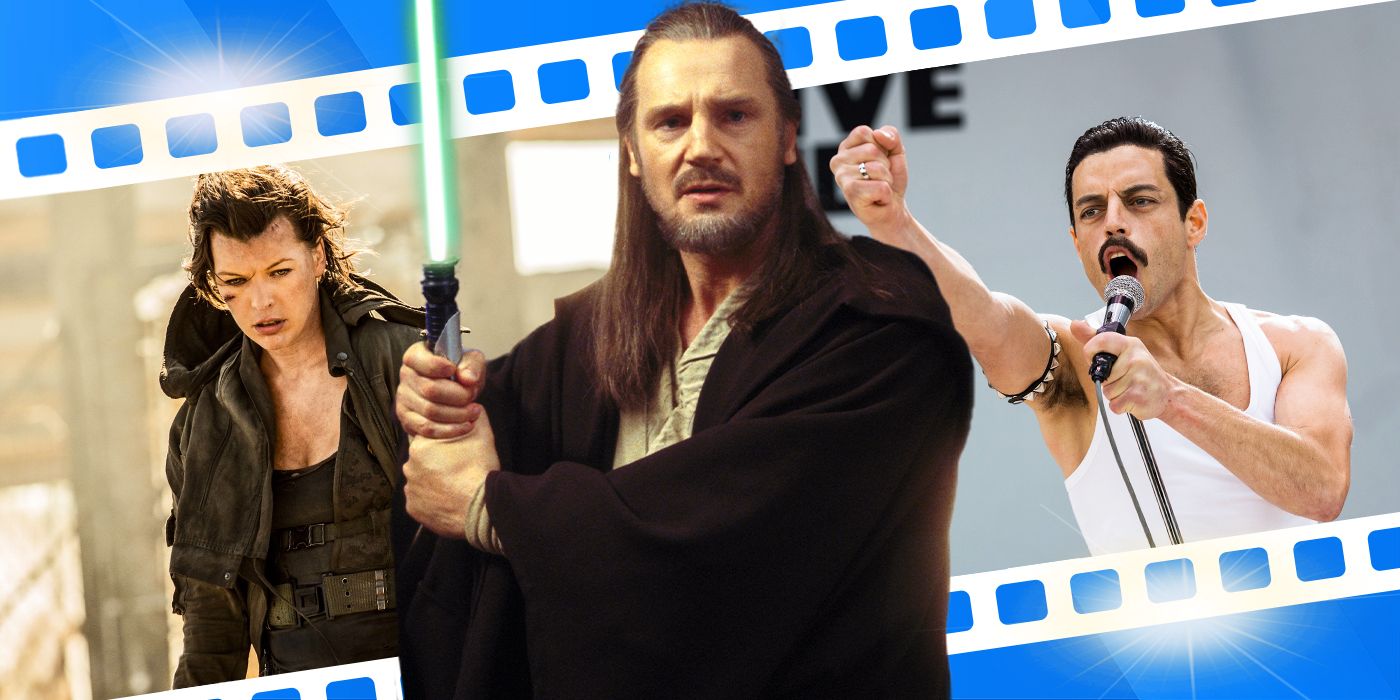 Blended image showing characters from Resident Evil: The Final Chapter, The Phantom Menace, and Bohemian Rhapsody