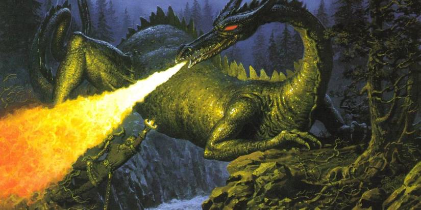 Túrin Turambar slays Glaurung, the father of dragons