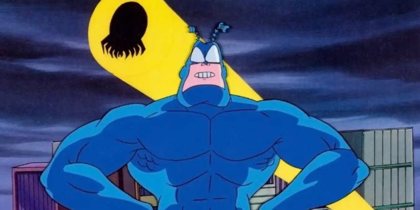 The Tick stands in front of his signal in The Tick.