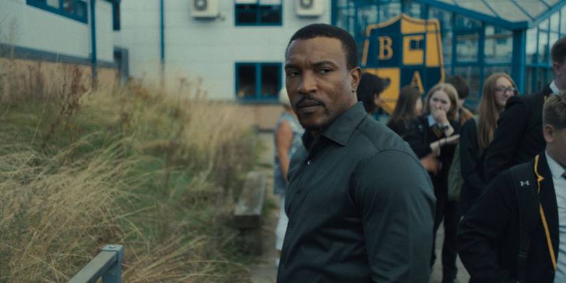 Ashley Walters in an black button-up shirt as a detective in Netflix's 'Adolescence'.
