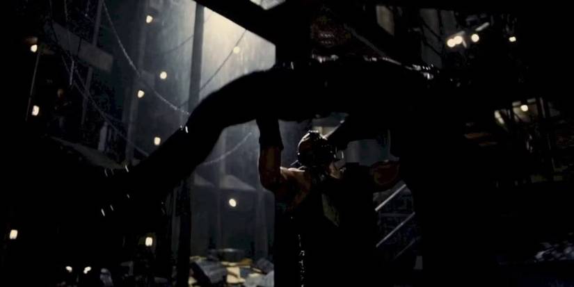 Bane lifting batman to break his back in Dark knight Rises