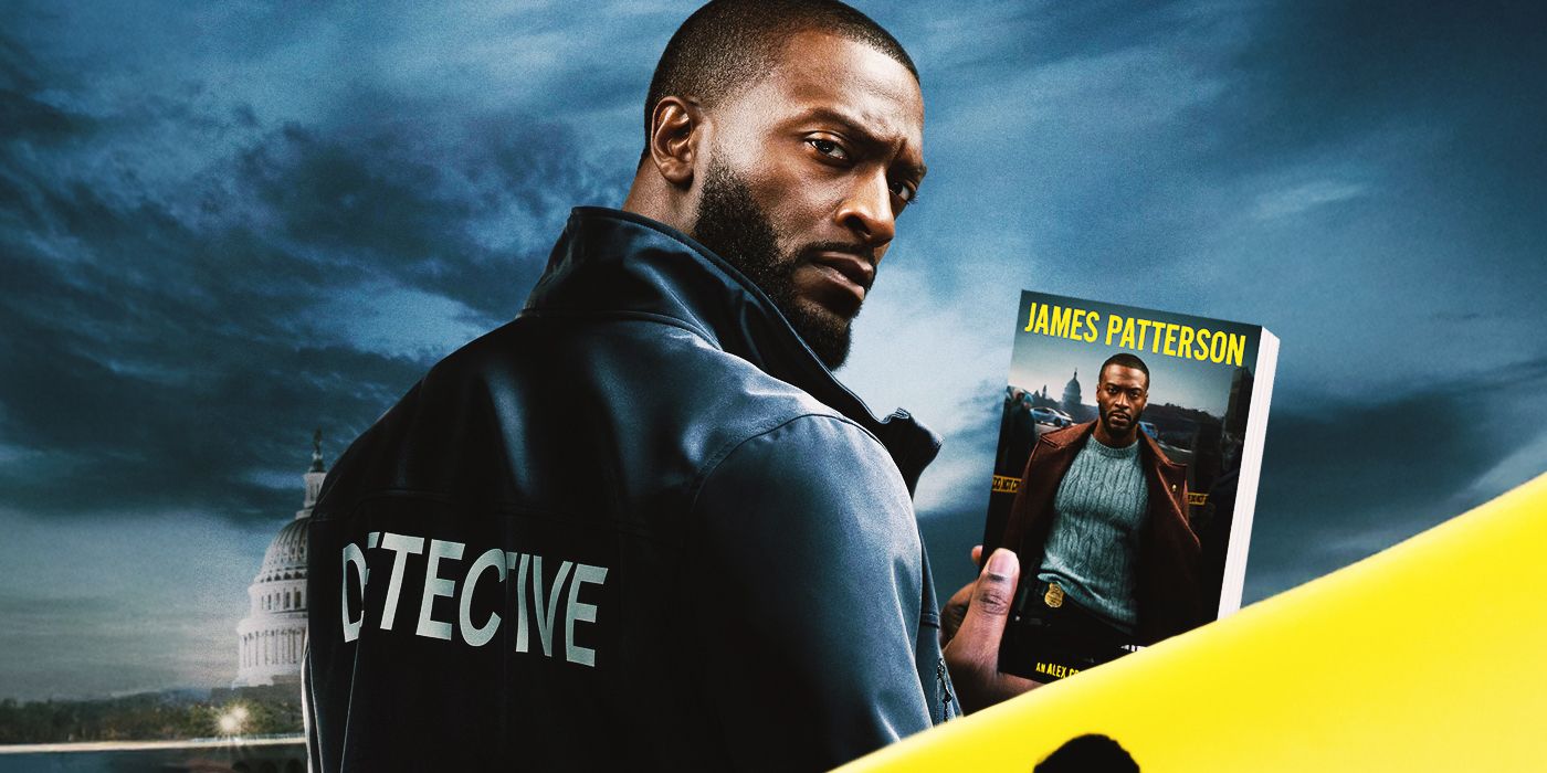 Aldis Hodge holding a James Patterson book with himself on the cover