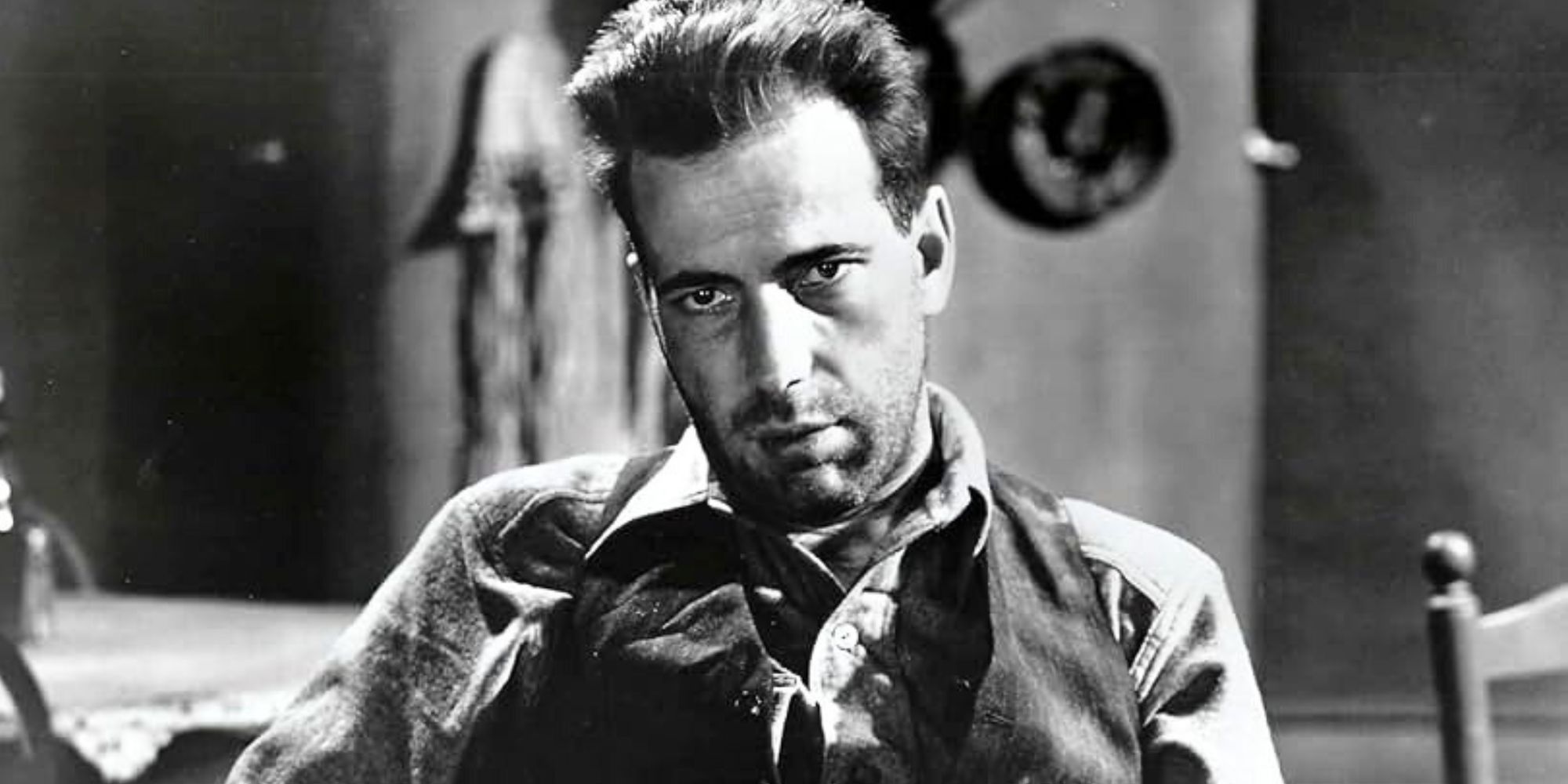 Humphrey Bogart staring blankly ahead in The Petrified Forest, 1937.