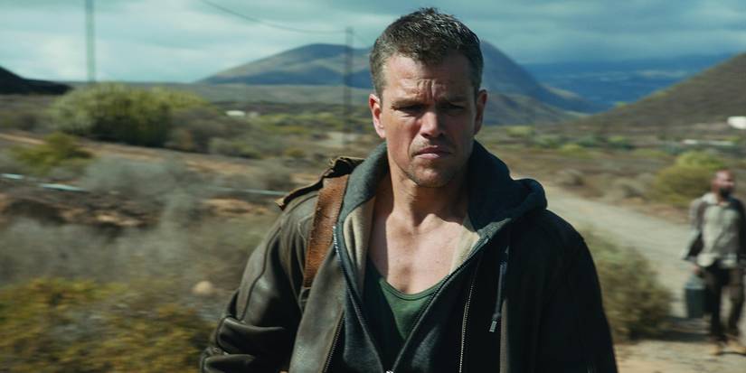 Matt Damon as Jason Bourne in the mountains in Jason Bourne