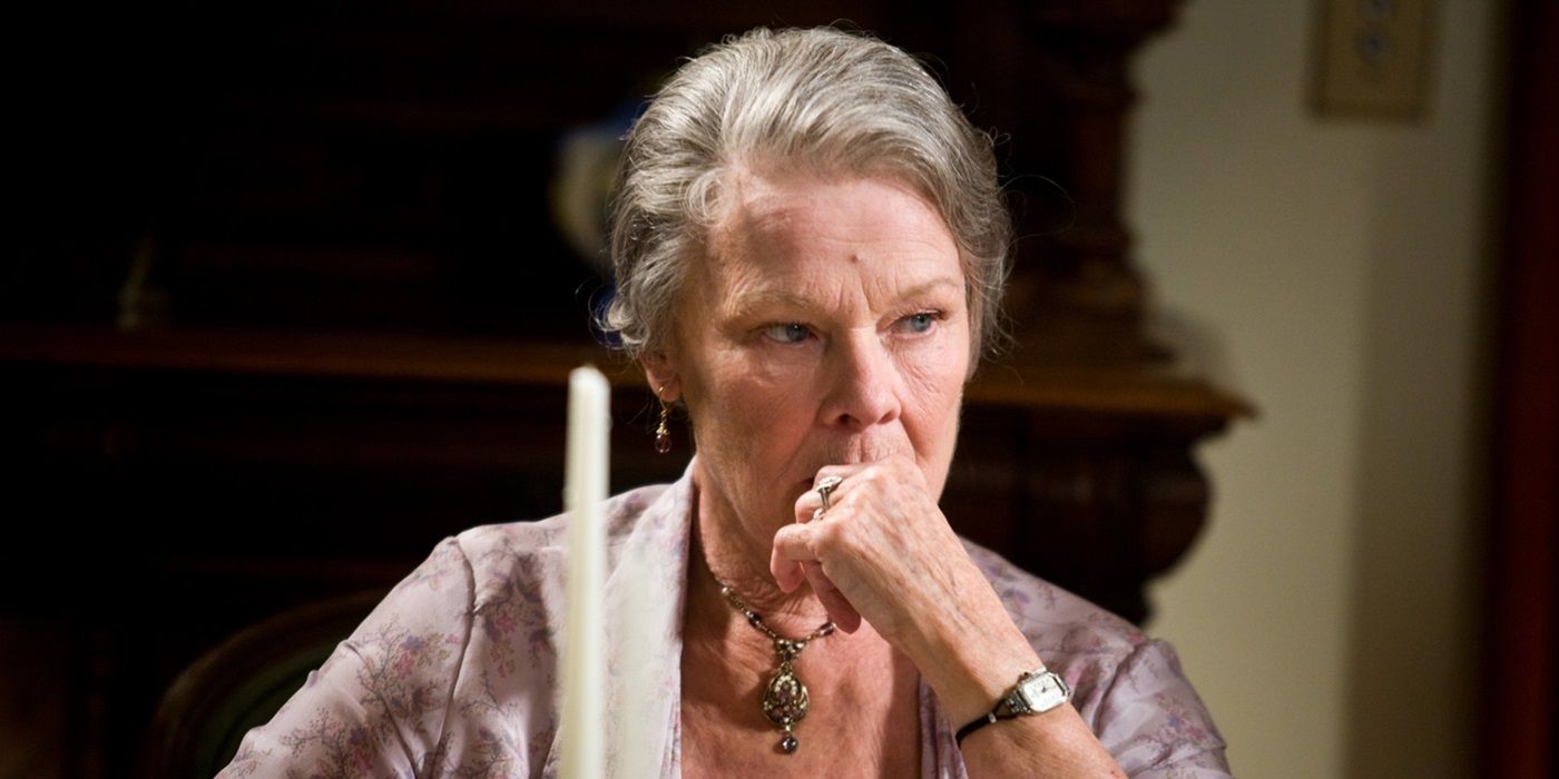 Judi Dench as Annie Hoover, looking worried, in J. Edgar
