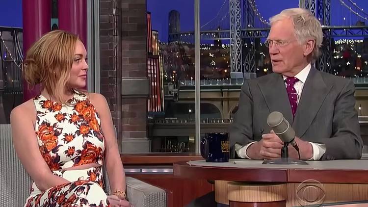 David Letterman interviews Lindsay Lohan on Late Show with David Letterman.