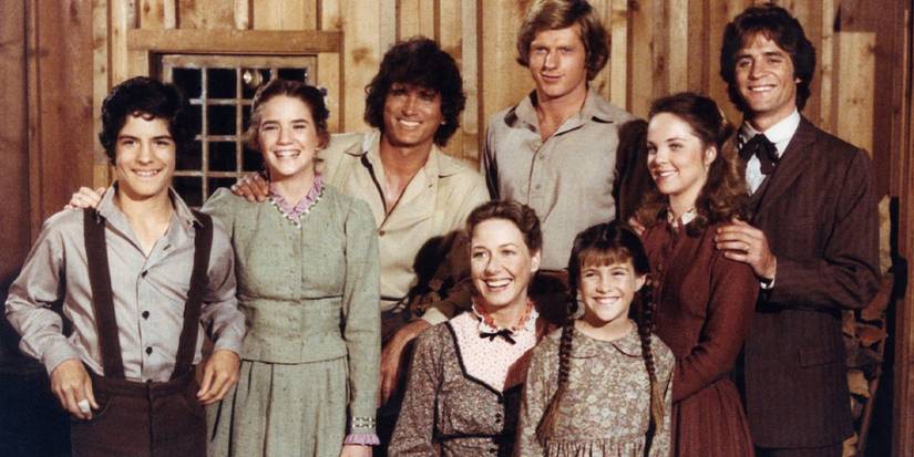 The cast poses in character as the Ingalls family on 'Little House on the Prairie'