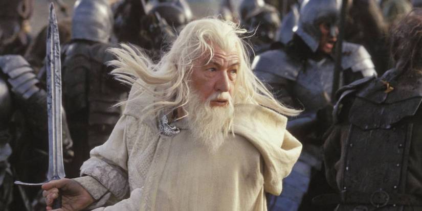 Gandalf, played by Ian McKellen, during battle in 'The Lord of the Rings.'