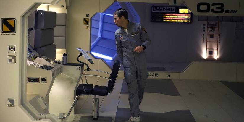Sam Rockwell alone in a space station in Moon