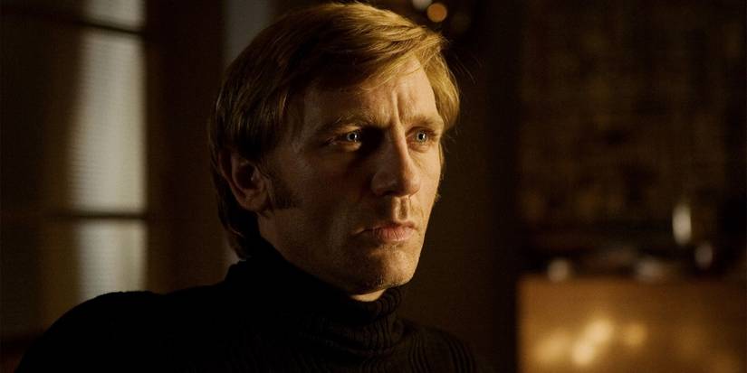 Daniel Craig staring ahead intensely in Munich.