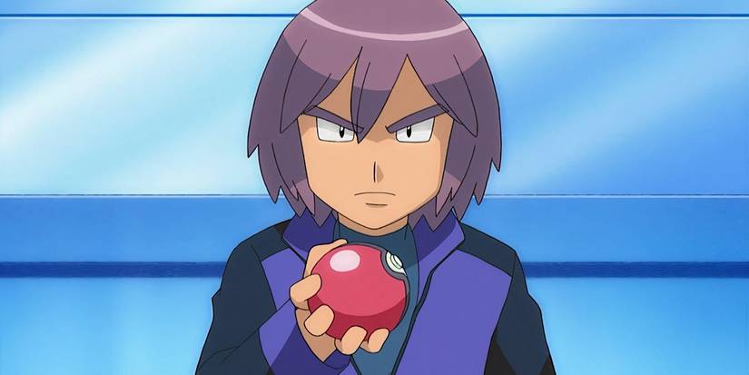 Paul memegang Poke Ball di Pokemon: Diamond and Pearl.