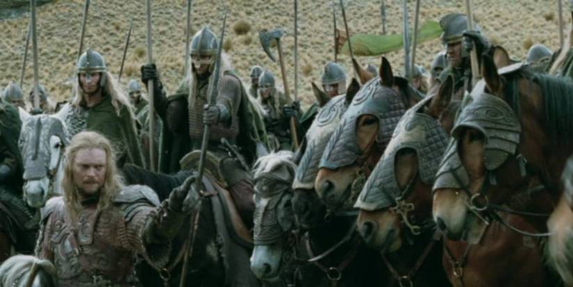 Emoer (Karl Urban) and the Riders of Rohan in The Lord of the Rings: The Two Towers