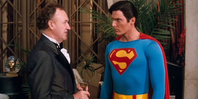 Lex Luthor (Gene Hackman) berbicara dengan Superman (Christopher Reeve) di 'Superman IV: The Quest for Peace.'