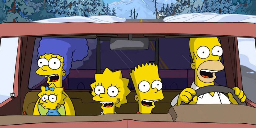 The Simpsons enjoying the drive through Alaska in 'The Simpsons Movie.'
