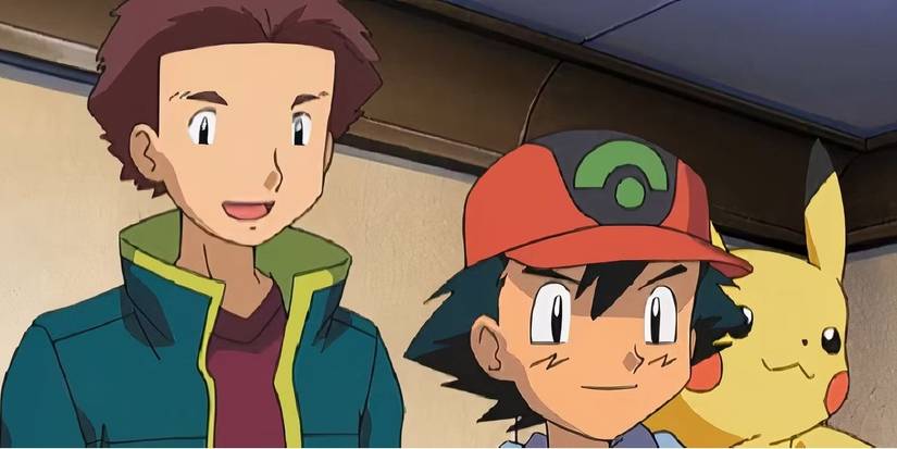 Tyson berbicara dengan Ash dan Pikachu dari belakang di Pokemon: Advanced.