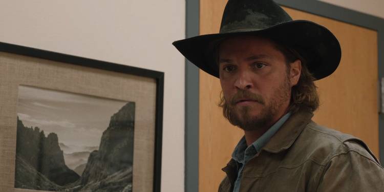 Kayce Dutton (Luke Grimes) in a medical examiner's office in Yellowstone episode Three Fifty-Three.