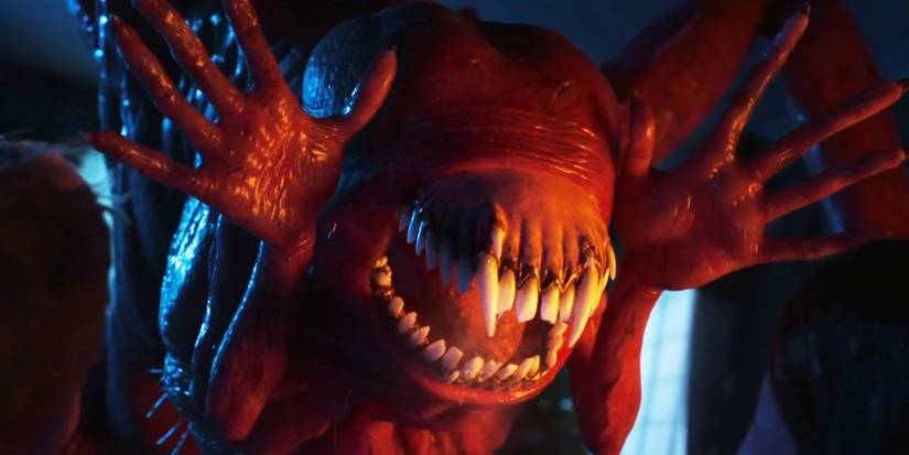 The monster holds its hands next to its face with large teeth in Love, Death, & Robots' All Through the House.