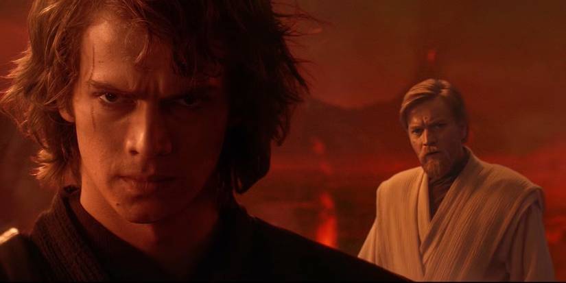 Anakin Skywalker (Hayden Christensen) turning his back on Obi-Wan Kenobi (Ewan McGregor) in 'Star Wars: Revenge of the Sith'