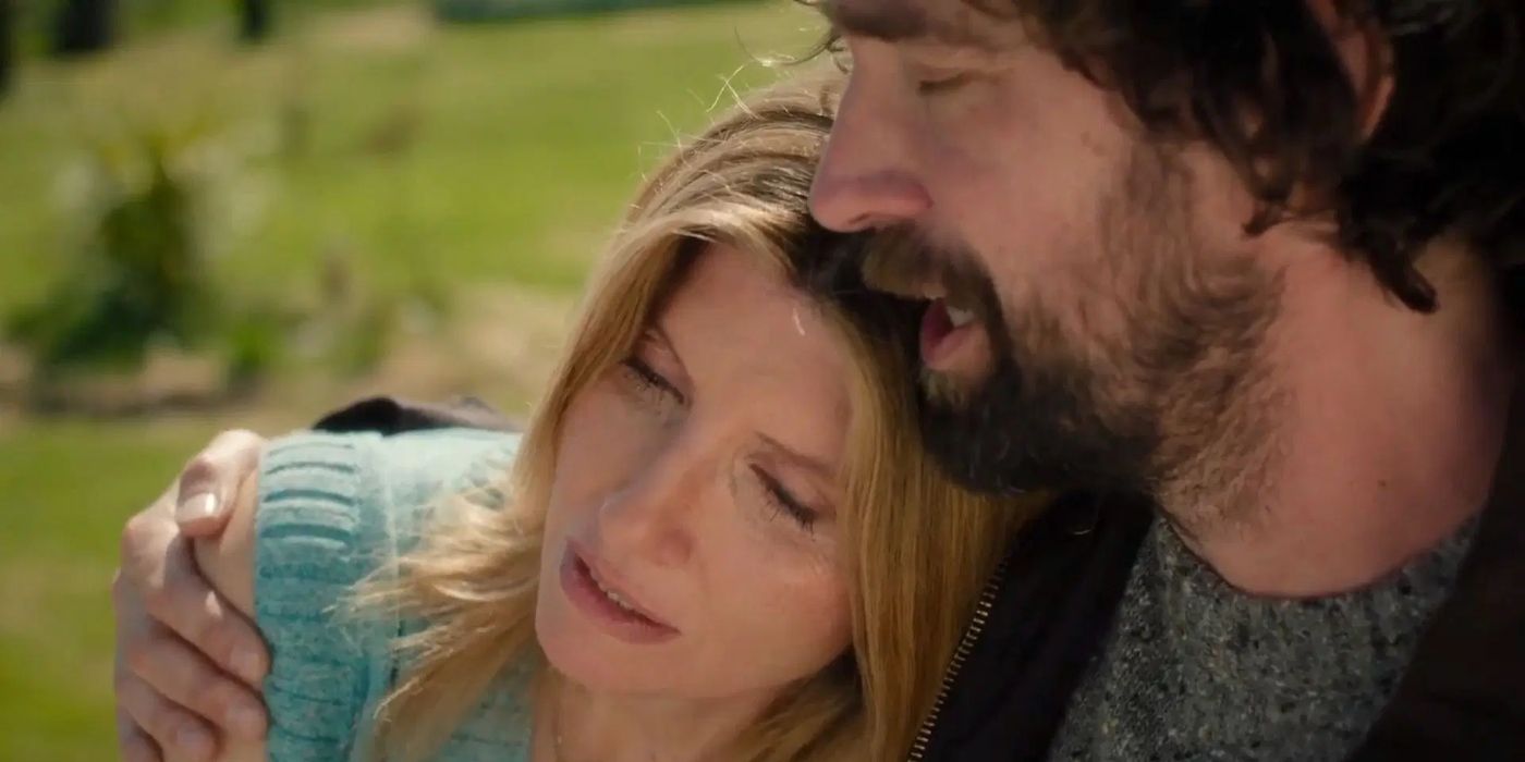 Ian (Owen McDonnell) holds Eva (Sharon Horgan) in a scene from 'Bad Sisters' Season 2