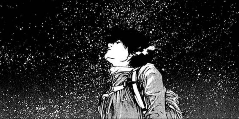 Buntaro looking at stars in The Climber manga