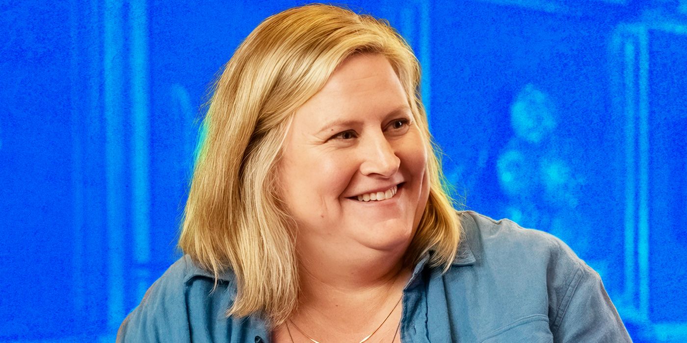 Image from Jefferson Chacon of Bridget Everett as Sam smiling while looking left for Somebody Somewhere