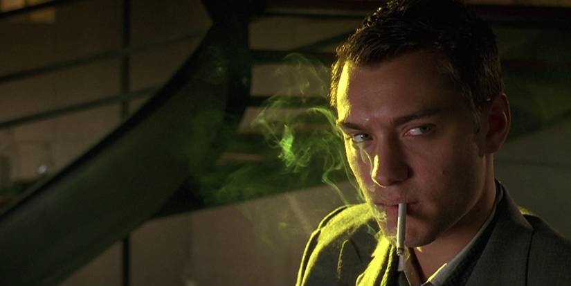 Jude Law smoking a cigarrette in Gattaca