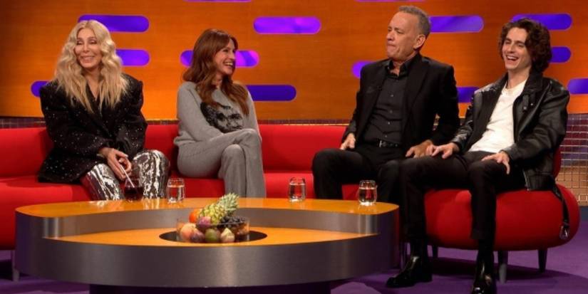 Cher, Julia Roberts, Tom Hanks, and Timothee Chalamet on 'The Graham Norton Show.'