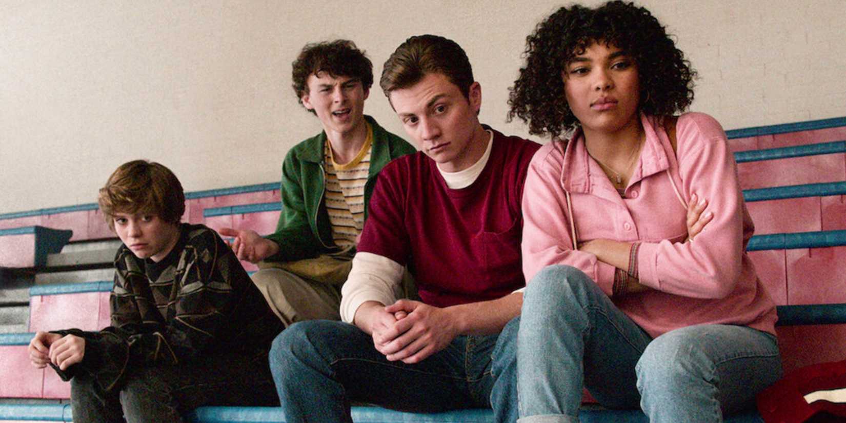 Syd (Sophia Lillis) sits with her friends in 'I Am Not Okay With This' (2020)