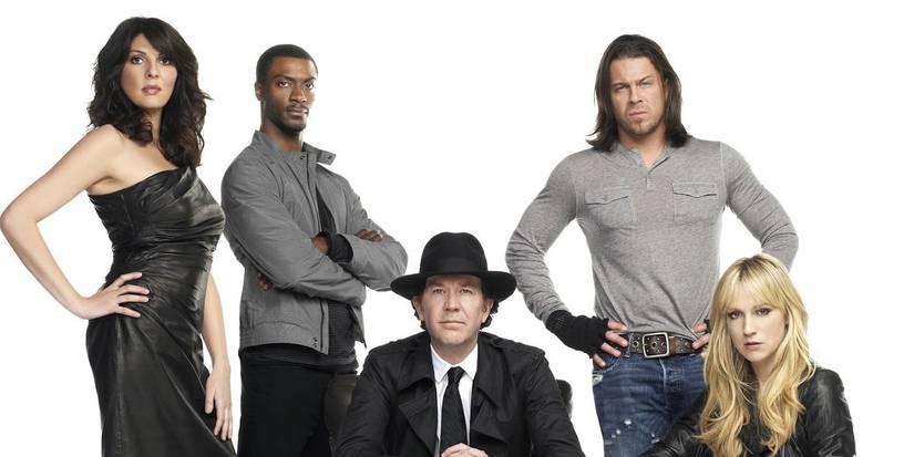 The cast of Leverage, including Gina Bellman, Aldis Hodge, Timothy Hutton, Beth Reisgaf, and Christian Kane.