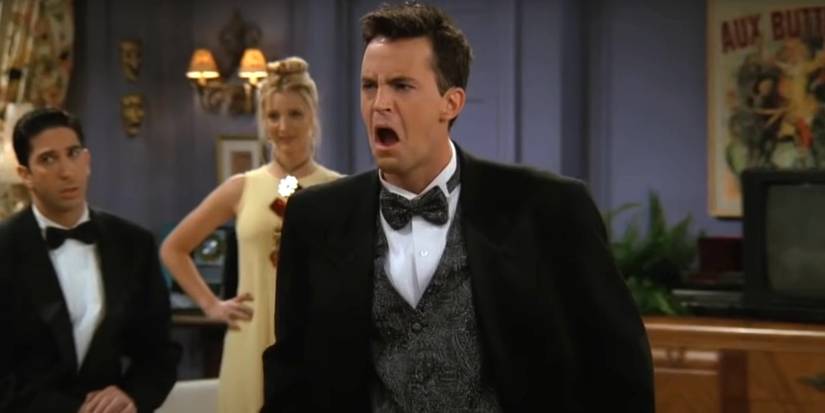 Chandler (Matthew Perry) is in shock in the Friends episode, "The One Where No One's Ready."