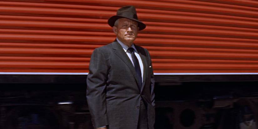 Spencer Tracy looking ahead in Bad Day at Black Rock
