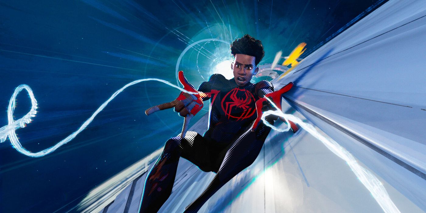 Miles Morales dispara su web en Spider-Man: a través de la araña verse