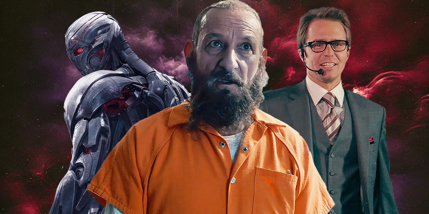 Blended image showing Ultron, Trevor Slattery, and Justin Hammer