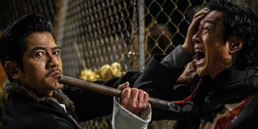 Aaron Kwok stabbing man through jaw in Twilight of the Warriors: Walled In