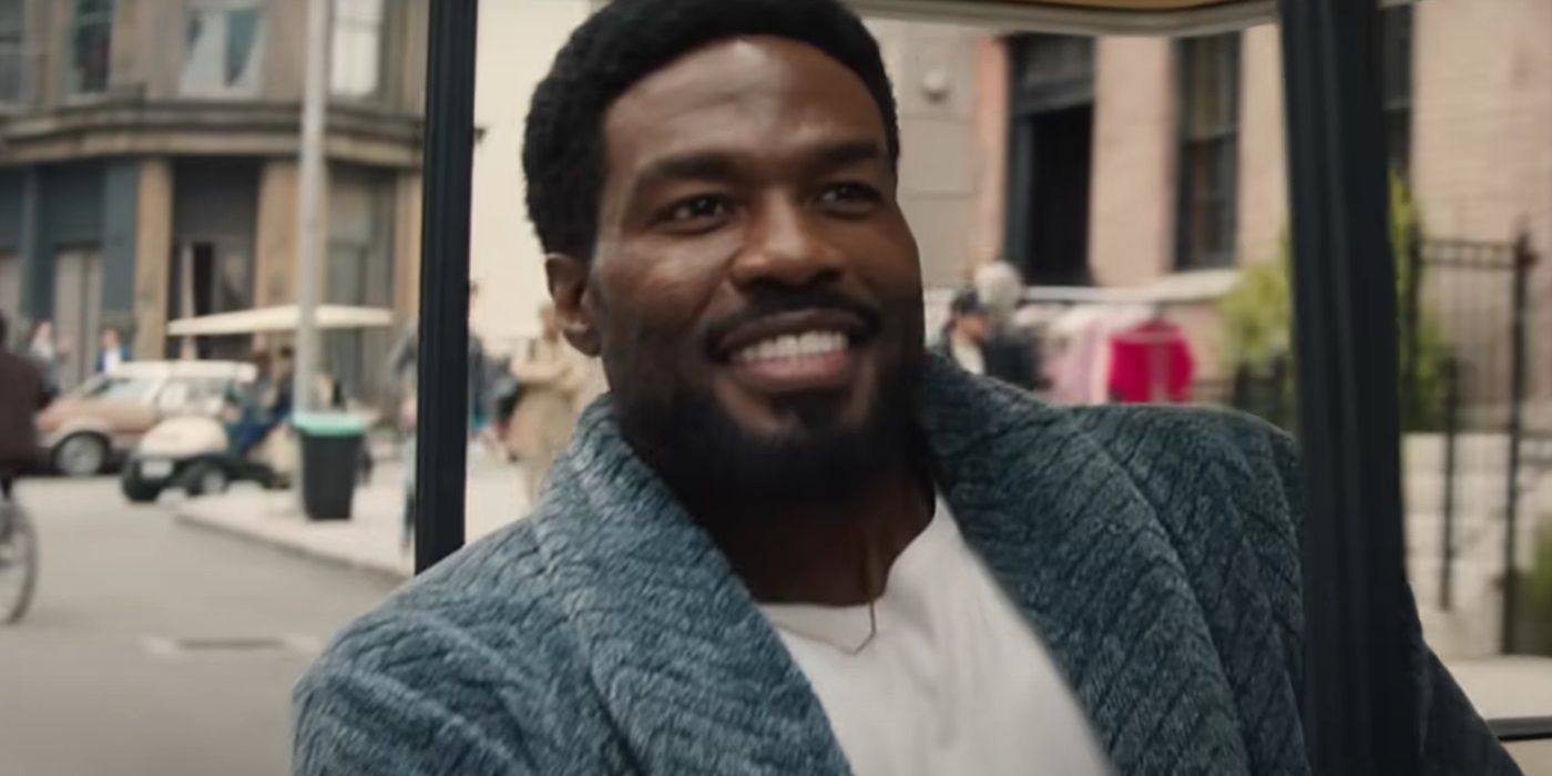 Yahya Abdul Mateen II, smiling while riding a cart, as Simon Williams in Wonder Man