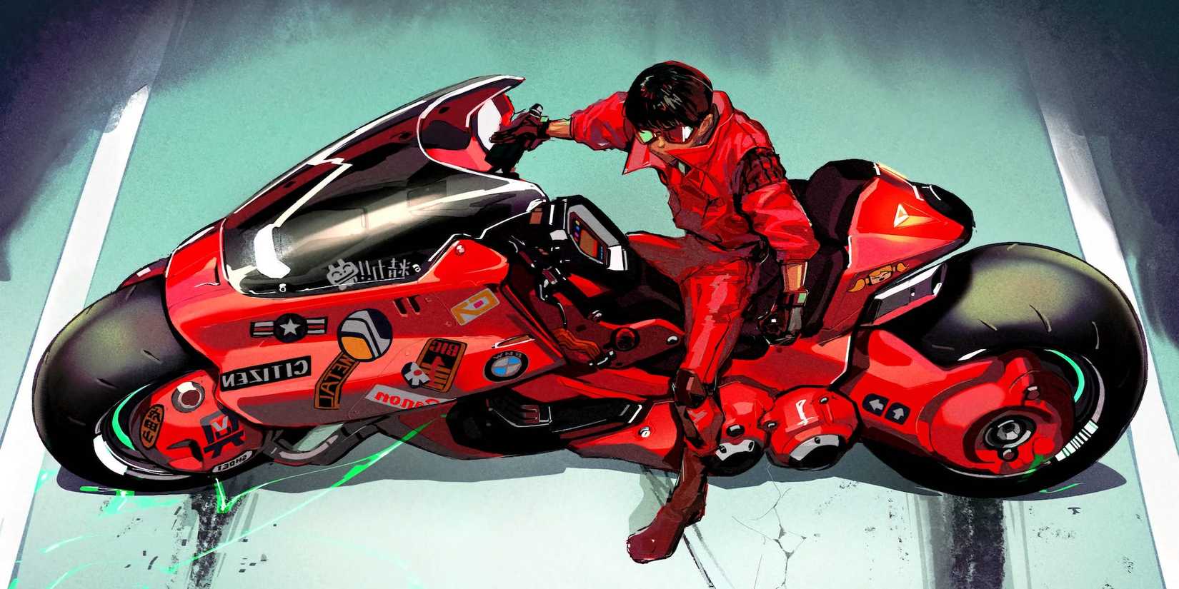 Akira on his bike on the street