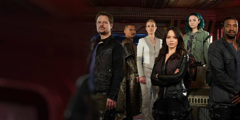 The cast of 'Dark Matter' in promotional imagery for season 3.