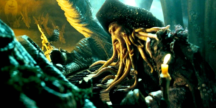 Davy Jones plays the organ in Pirates of the Caribbean: Dead Man's Chest