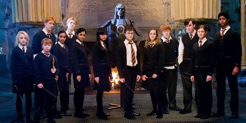 Harry Potter (Daniel Radcliffe) with Dumbledore's Army in 'Harry Potter and the Order of the Phoenix'.