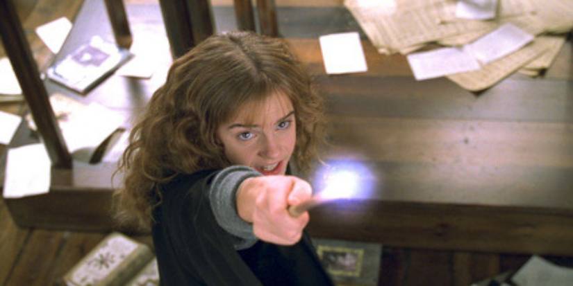 Hermione, played by Emma Watson, performing Immobulus in Harry Potter and the Chamber of Secrets.